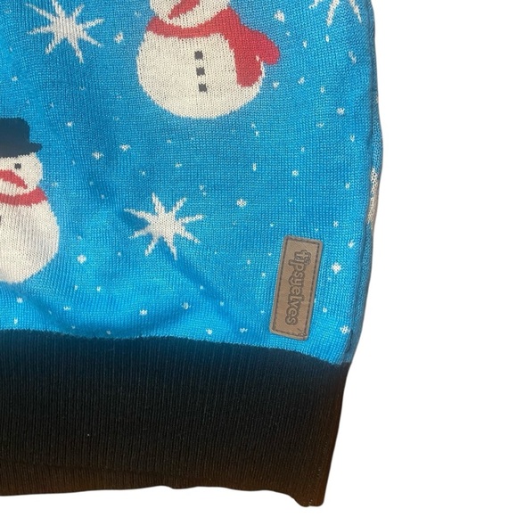 Tipsy Elves WOMEN'S SNAZZY SNOWMAN CARDIGAN SWEATER Size L Light Blue Holiday - Picture 3 of 12